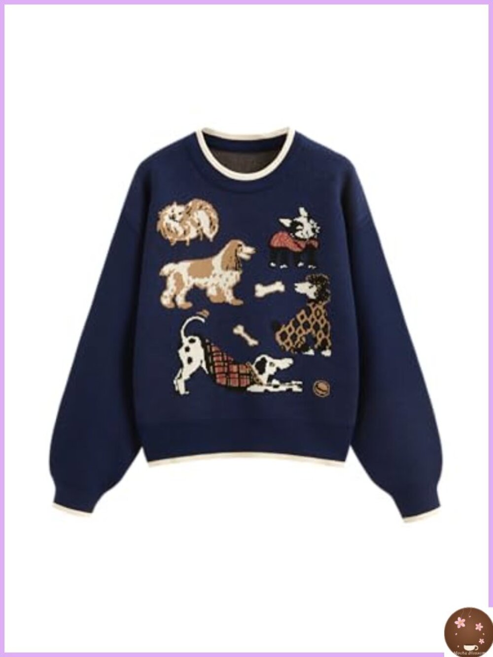 Cozy Dog Graphic Sweater Oversized Knit Crewneck Pullover Fall Winter